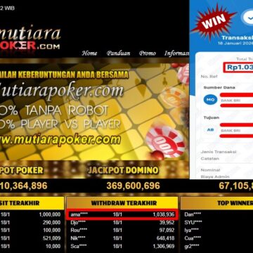 Bukti Withdraw ( 1,038,936,- ) Member Setia MutiaraPoker