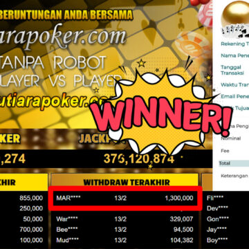 Bukti Withdraw ( 1.300.000,-) Member Setia Mutiarapoker