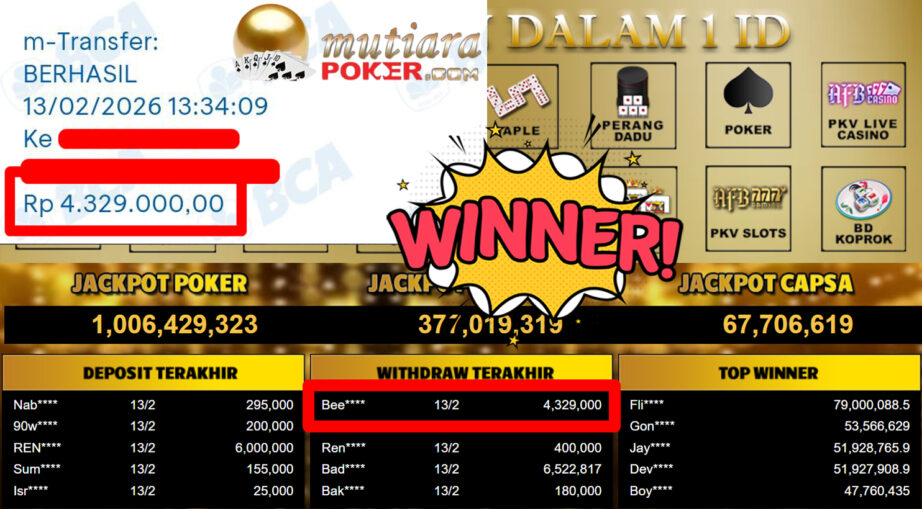 Bukti Withdraw ( 4.329.000,-) Member Setia Mutiarapoker