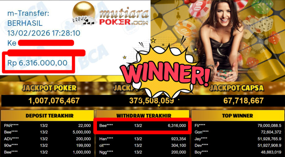 Bukti Withdraw ( 6.316.000,-) Member Setia Mutiarapoker