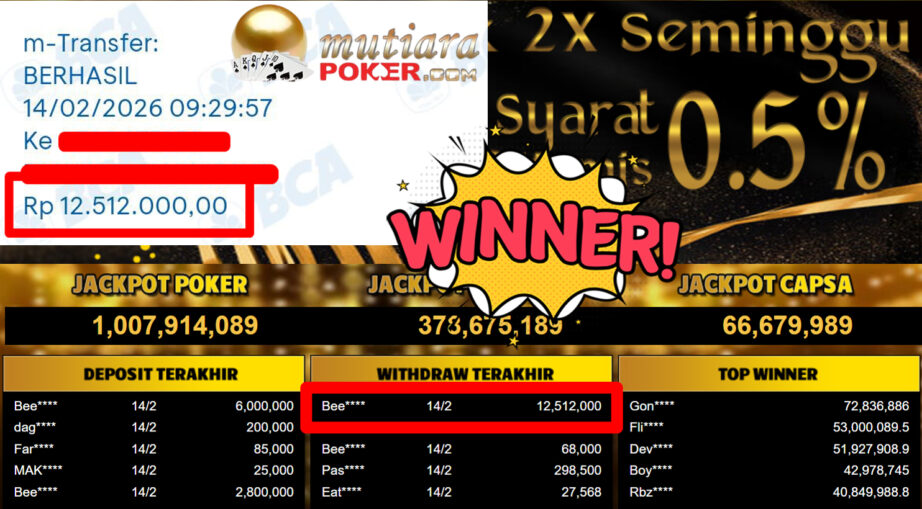 Bukti Withdraw ( 12.512.000,-) Member Setia Mutiarapoker