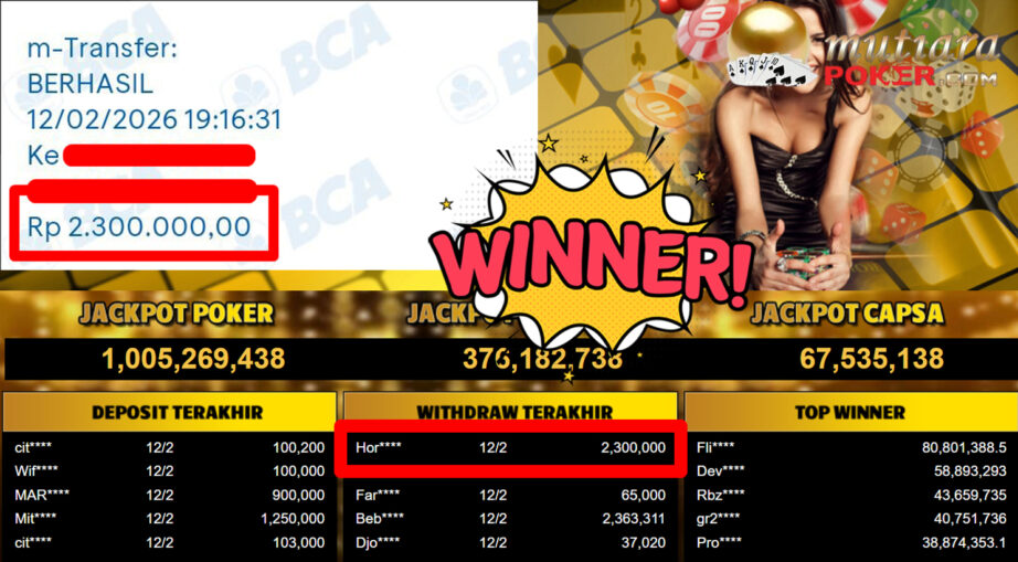 Bukti Withdraw ( 2.300.000,-) Member Setia Mutiarapoker