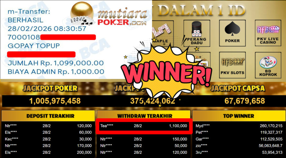 Bukti Withdraw ( 1.100.000,-) Member Setia Mutiarapoker