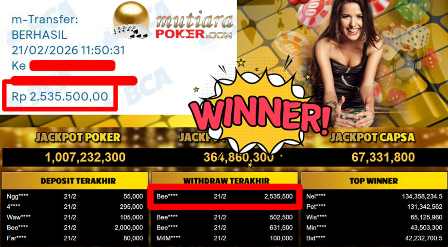 Bukti Withdraw ( 2.535.500,-) Member Setia Mutiarapoker