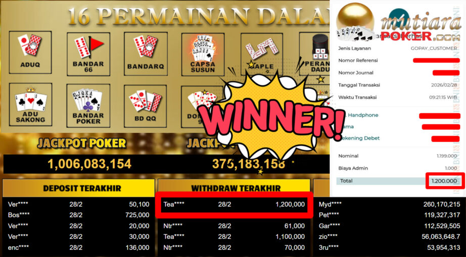 Bukti Withdraw ( 1.200.000,-) Member Setia Mutiarapoker