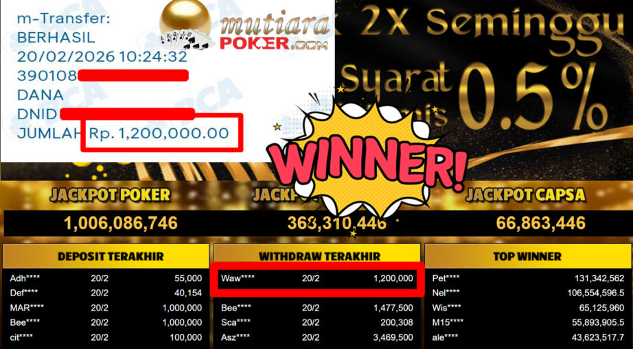 Bukti Withdraw ( 1.200.000,-) Member Setia Mutiarapoker