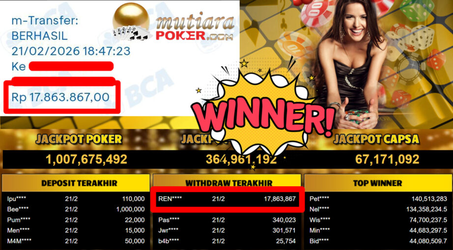 Bukti Withdraw ( 17.863.867,-) Member Setia Mutiarapoker
