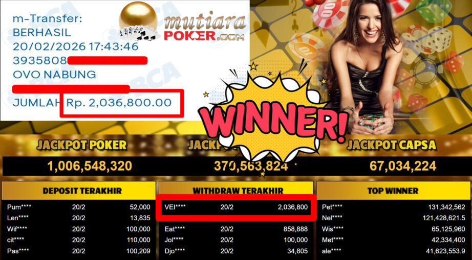 Bukti Withdraw ( 2.036.800,-) Member Setia Mutiarapoker