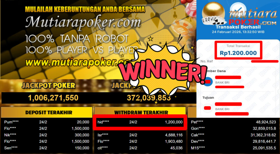 Bukti Withdraw ( 1.200.000,-) Member Setia Mutiarapoker