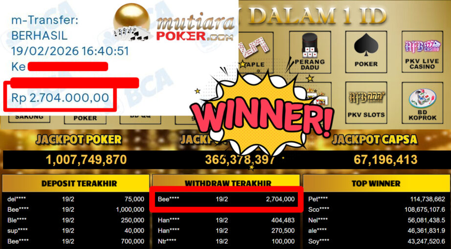 Bukti Withdraw ( 2.7040.000,-) Member Setia Mutiarapoker