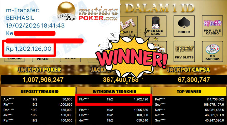 Bukti Withdraw ( 1.202.126,-) Member Setia Mutiarapoker