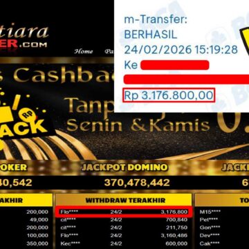 Bukti Withdraw ( 3,176,800,-) Member Setia Mutiarapoker