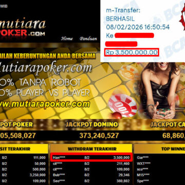 Bukti Withdraw ( 3,500,000,- ) Member Setia MutiaraPoker