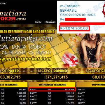 Bukti Withdraw (1,074,200,- ) Member Setia MutiaraPoker
