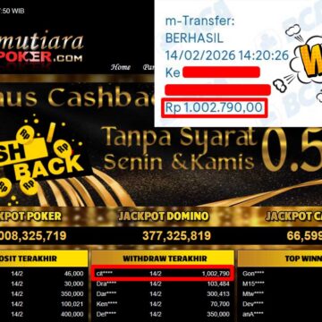 Bukti Withdraw ( 1,002,790,-) Member Setia Mutiarapoker