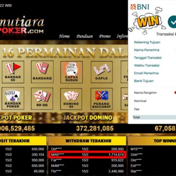Bukti Withdraw ( 1,714,674,-) Member Setia Mutiarapoker