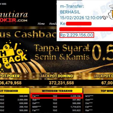 Bukti Withdraw ( 2,229,156,-) Member Setia Mutiarapoker