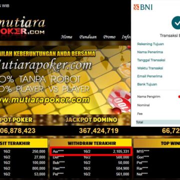 Bukti Withdraw ( 2,105,331,-) Member Setia Mutiarapoker