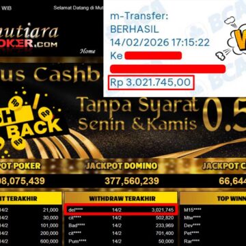 Bukti Withdraw ( 3,021,745,-) Member Setia Mutiarapoker