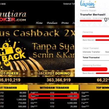 Bukti Withdraw ( 3,600,000,-) Member Setia Mutiarapoker