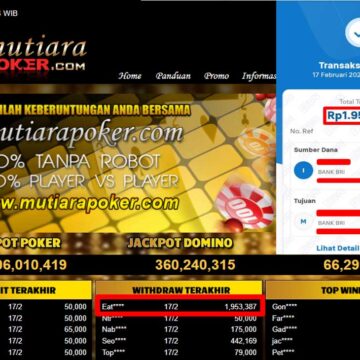 Bukti Withdraw ( 1,953,387,-) Member Setia Mutiarapoker
