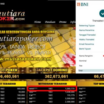 Bukti Withdraw ( 1,069,775,-) Member Setia Mutiarapoker