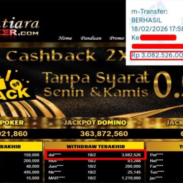 Bukti Withdraw (3,082,526,-) Member Setia Mutiarapoker