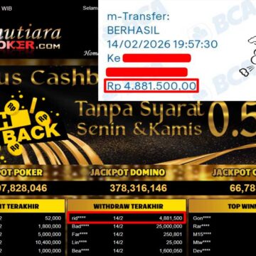 Bukti Withdraw ( 4,881,500,-) Member Setia Mutiarapoker