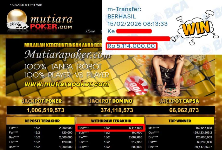 Bukti Withdraw ( 5,114,000,-) Member Setia Mutiarapoker