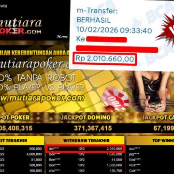 Bukti Withdraw ( 2,010,660,-) Member Setia Mutiarapoker
