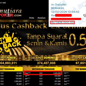 Bukti Withdraw ( 1,626,000,-) Member Setia Mutiarapoker