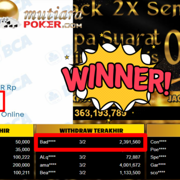 Bukti Withdraw ( 2.391.560,- ) Member Setia MutiaraPoker