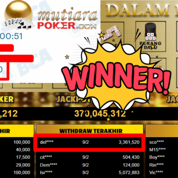 Bukti Withdraw ( 3.361.520,- ) Member Setia MutiaraPoker