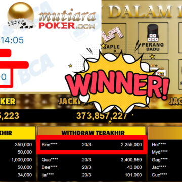 Bukti Withdraw ( 2.255.000,-) Member Setia MutiaraPoker