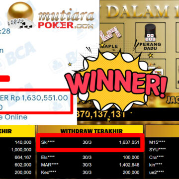Bukti Withdraw ( 1.637.051,-) Member Setia MutiaraPoker