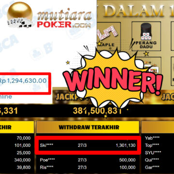 Bukti Withdraw ( 1.301.130,-) Member Setia MutiaraPoker