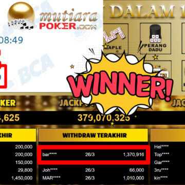 Bukti Withdraw ( 1.370.916,-) Member Setia MutiaraPoker