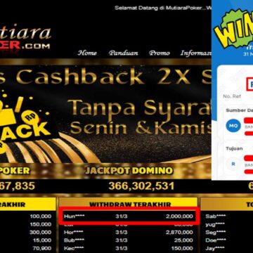 Bukti Withdraw ( 2,000,000,-) Member Setia Mutiarapoker
