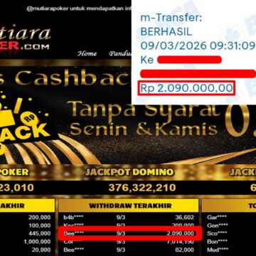 Bukti Withdraw ( 2,090,000,-) Member Setia Mutiarapoker