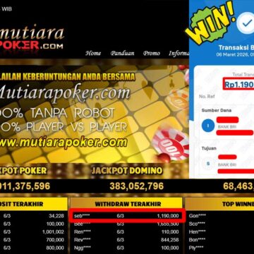 Bukti Withdraw ( 1,190,000,-) Member Setia Mutiarapoker