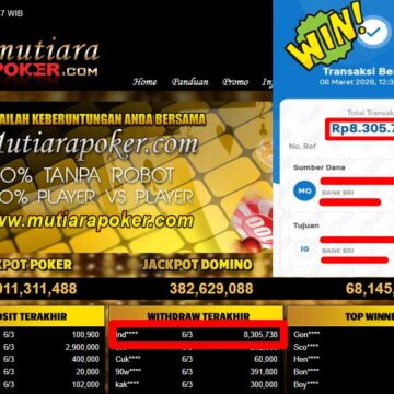 Bukti Withdraw ( 8,305,738,-) Member Setia Mutiarapoker