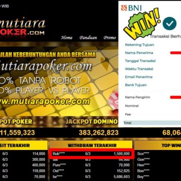 Bukti Withdraw ( 1,500,000,-) Member Setia Mutiarapoker
