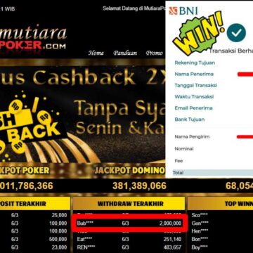 Bukti Withdraw ( 2,000,000,-) Member Setia Mutiarapoker