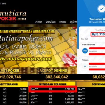 Bukti Withdraw ( 5,710,732,-) Member Setia Mutiarapoker