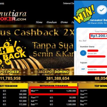 Bukti Withdraw ( 1,200,000,-) Member Setia Mutiarapoker