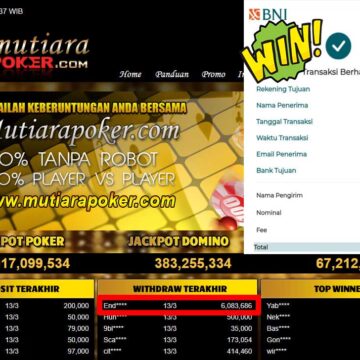 Bukti Withdraw ( 6,083,686,-) Member Setia Mutiarapoker