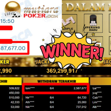 Bukti Withdraw ( 2.587.677,-) Member Setia MutiaraPoker