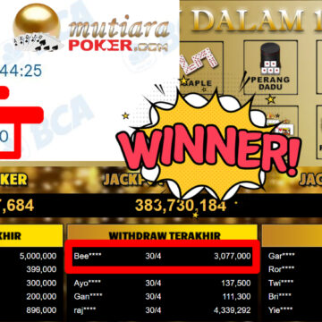 Bukti Withdraw ( 3.077.000,-) Member Setia MutiaraPoker