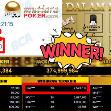 Bukti Withdraw ( 2.523.519,-) Member Setia MutiaraPoker