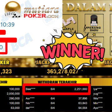Bukti Withdraw ( 2.251.000,-) Member Setia MutiaraPoker